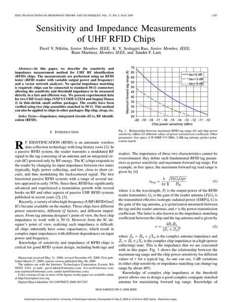 uhf rfid chip sensitivity|impedance matching for rfid.